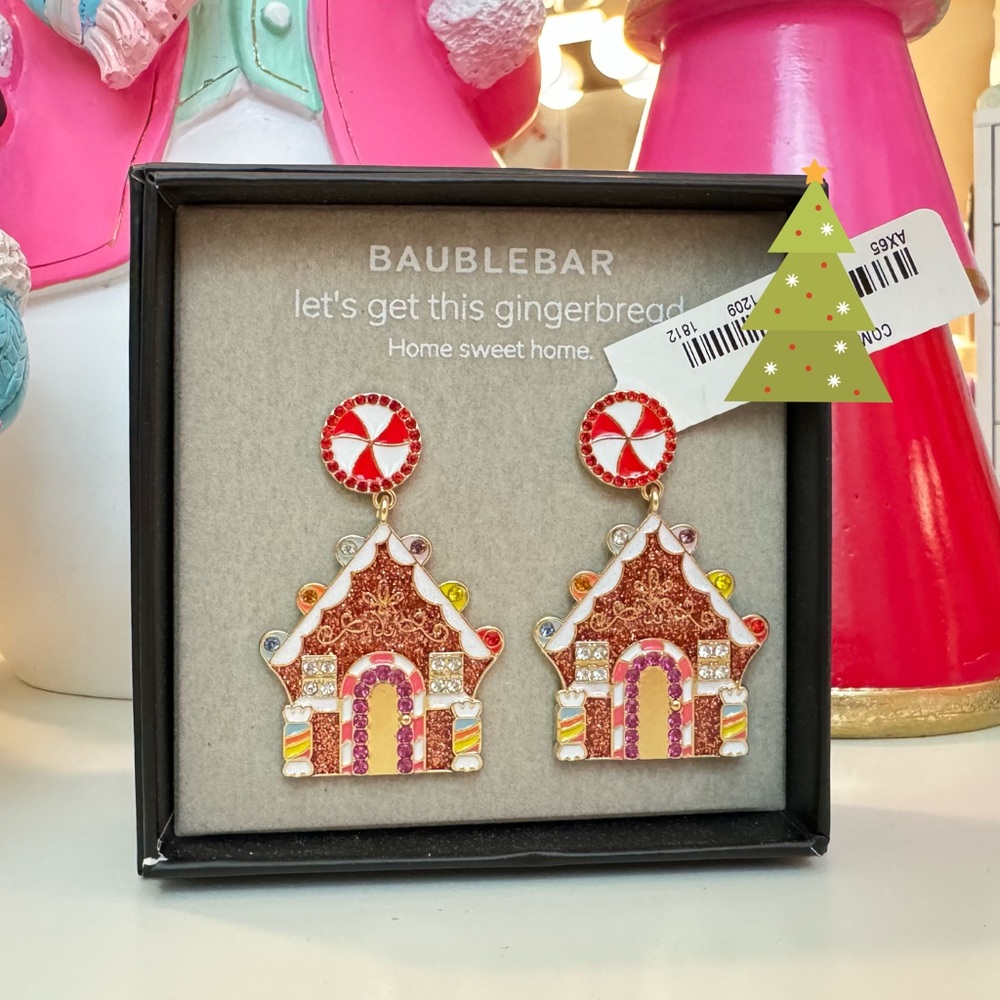 NEW Baublebar Christmas Gingerbread House Earrings